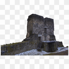 Castle, Ruin, View, Snow, Building, Wall, Castle - Pustý Hrad, HD Png Download - castle wall png