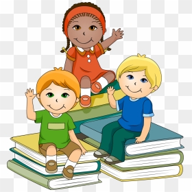 School Children Clipart - Children With Books Clipart, HD Png Download - school clipart png