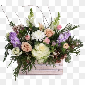 Vintage Pastel Crate - Bouquet, HD Png Download - pastel flowers png