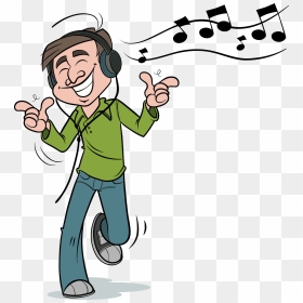 Man To Music Big - Cartoon Listening To Music Clipart, HD Png Download - cartoon headphones png