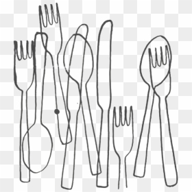 Table Manners In Twenty - Simple Line Drawings Of Objects, HD Png Download - silverware png