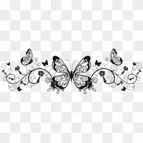 Decorative Butterfly Clipart Image Royalty Free Download - Butterfly Border Black And White, HD Png Download - decorative shapes png