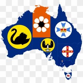 Flag-map Of States And Territories Of Australia - Flags For Australian States And Territories, HD Png Download - australia flag png