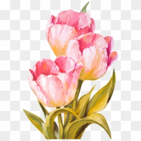 Pastels Drawing Flower - Tulip Flower Watercolor, HD Png Download - pastel flowers png