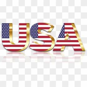 Usa Flag Typography Gold With Reflection No Background - Usa Ryder Cup Flag, HD Png Download - reflection png