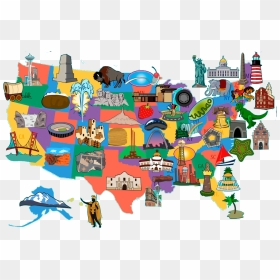 Unites States Tourist Map, HD Png Download - bandera de estados unidos png