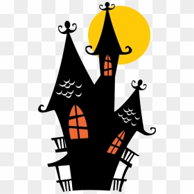 Halloween Cake Haunted House Wall Decal Clip Art - Cartoon Halloween Haunted House, HD Png Download - castle wall png