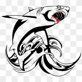 Vector Sharks Tribal - Black T Shirt Painting Design, HD Png Download - sharks png