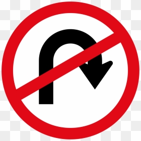 U-turn Prohibited Sign - U Turn Sign Png, Transparent Png - prohibited sign png