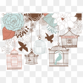 And Birdcage Wedding Illustration Retro Invitation - Wedding Dove Cage Png, Transparent Png - bird cage png