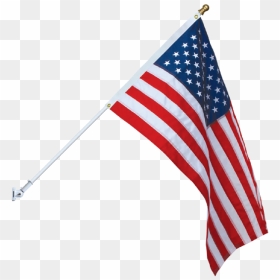 American Flag & Spinning Pole Set-white Pole/gold Ball - Flag, HD Png Download - american flag pole png