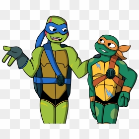 Tmnt 2018 Leo And Mikey - Mikey Rise Of The Tmnt, HD Png Download - teenage mutant ninja turtles png