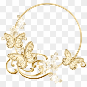 Transparent Moldura Arabesco Dourado Vetor Png - Gold Butterfly Frame Png, Png Download - moldura arabesco png