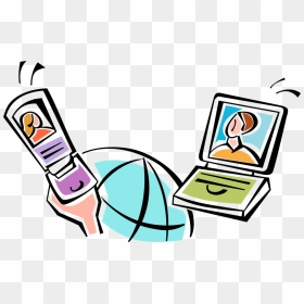 Vector Illustration Of Colleagues Communicate Via Mobile, HD Png Download - phone vector png