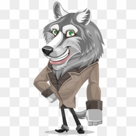 Wolf Cartoon Character In Business Clothes - Wolf In Clothes, HD Png Download - wolf cartoon png