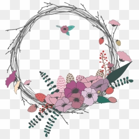 Flowers, Twig, Corolla, Wreath, Lease, Spring - Border Bunga Lingkaran Simple, HD Png Download - vintage floral png