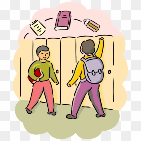 Vector Illustration Of High School Students Walk By - Students In Hallway Cartoon, HD Png Download - students walking png