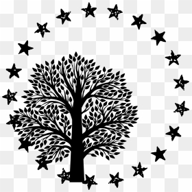 Springtime Tree Png Black And White Free - Ring Of Stars Png, Transparent Png - old tree png