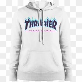 Thrasher Puple Flame Logo Ladies Pullover Hoodie - Hoodie, HD Png Download - sweatshirt png