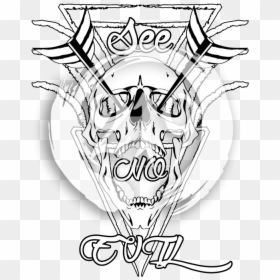 Hear No Evil See No Evil Speak No Evil Tattoo Designs, HD Png Download - evil skull and crossbones png