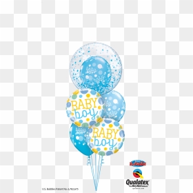 Baby Boy Blue Confetti Dots - Bubble Balloon Qualatex Bouquet Balloons, HD Png Download - blue confetti png