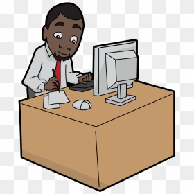 Transparent Cartoon Computer Png - Black Man On Computer Cartoon, Png Download - cartoon computer png