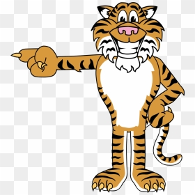 Tiger Mascot Pointing To The Left - Tiger On A Computer, HD Png Download - students walking png
