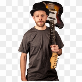 Guitarist Stand And Holds A Guitar Png Image - Man With Guitar Png, Transparent Png - bass guitar png