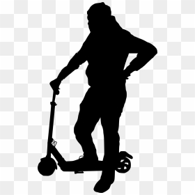 Riding Scooter Silhouette Png, Transparent Png - scooter png