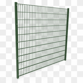 A Piece Of Green Powder Coating Double Wire Fence Panel - Fence, HD Png Download - barbed wire fence png