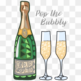 Pop The Bubbly Champagne Drawing - Champagne, HD Png Download - champagne toast png