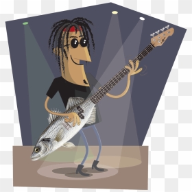 Bass Guitar Fish Pun Cartoon - Illustration, HD Png Download - bass guitar png