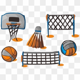 Ball Badminton Clip Art - Volleyball And Basketball Equipment, HD Png Download - basketball ball png