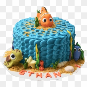 Finding Nemo Chocolate Cake With Blue Icing, Orange - Finding Nemo Cake, HD Png Download - finding nemo png