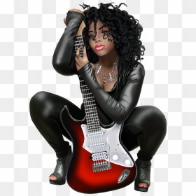 Art Woman Girl Guitar Leather Rocker Stickers, HD Png Download - bass guitar png