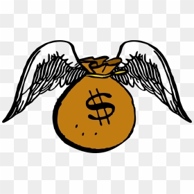 Money Bag With Wings Attached Displaying A Dollar Sign - Money Fly Away Clipart, HD Png Download - flying money png