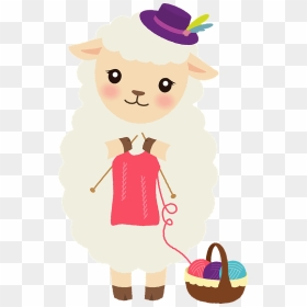Sheep Animal Knitting Clipart - Cartoon, HD Png Download - knitting png