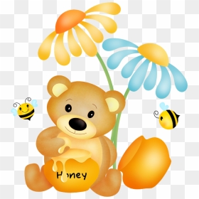 Cute Bear And Bee Clipart - Honey Bear And Bee, HD Png Download - cute bear png