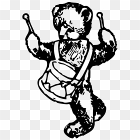 Teddy Bear With Drum Vector Drawing - Teddy Bear Playing Drums Drawing, HD Png Download - cute bear png