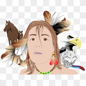 Indian, Girl, Person, Woman, Face, Cheval, Eagle - Bald Eagle Clipart, HD Png Download - woman face png