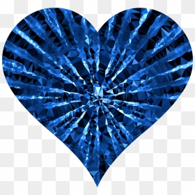 Low Poly Shattered Heart Blue Image Black And White - Royal Blue Blue Heart Clipart, HD Png Download - diamond sparkle png