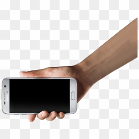 Transparent Holding Phone Png - Hand Holding Mobile Png Horizontal, Png Download - samsung phone png