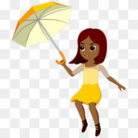 Girl Umbrella Clipart, HD Png Download - windy png