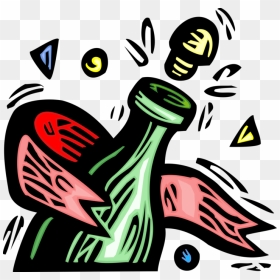 Vector Illustration Of Champagne Carbonated Sparkling - Champagne, HD Png Download - champagne bottle popping png