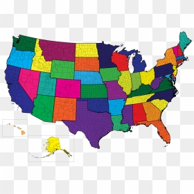 Usa Map Outline Color - Us Map Individual States, HD Png Download - usa outline png