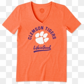 Women"s Clemson Tigers Gradient Tailwhip Cool Vee - Active Shirt, HD Png Download - clemson paw png