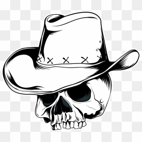 Cowboy Hat Vector Graphics Skull Clip Art - Skull With A Cowboy Hat Clipart, HD Png Download - skeleton head png