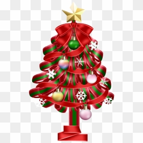 Red Christmas Tree Vector Png, Transparent Png - christmas tree clipart png
