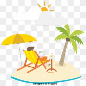 Beautiful, Cartoon, Lovely, Hand-painted, Summer Vacation, - ภาพ ริม ทะเล สวย ๆ การ์ตูน, HD Png Download - vacation png