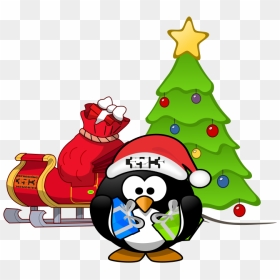 Christmas Tux On - Animated Santas Sleigh, HD Png Download - christmas tree clipart png